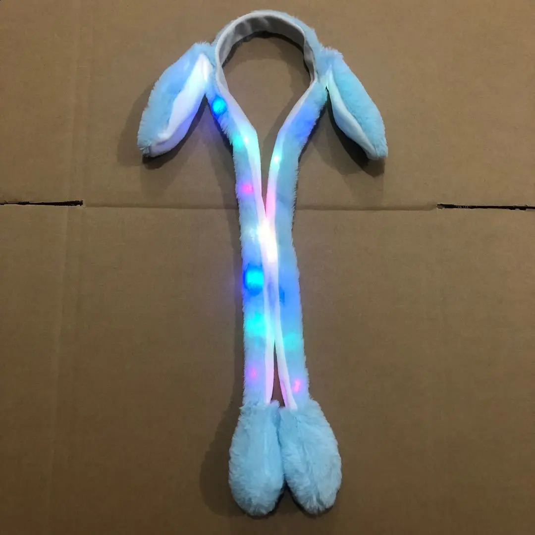 Led Rave Toy 1pc LED Light Up Rabbit Headband with Moving Ears Luminous Kids Adult Christmas Gifts Bunny Long Plush Toy HairHoop Party Props 231109