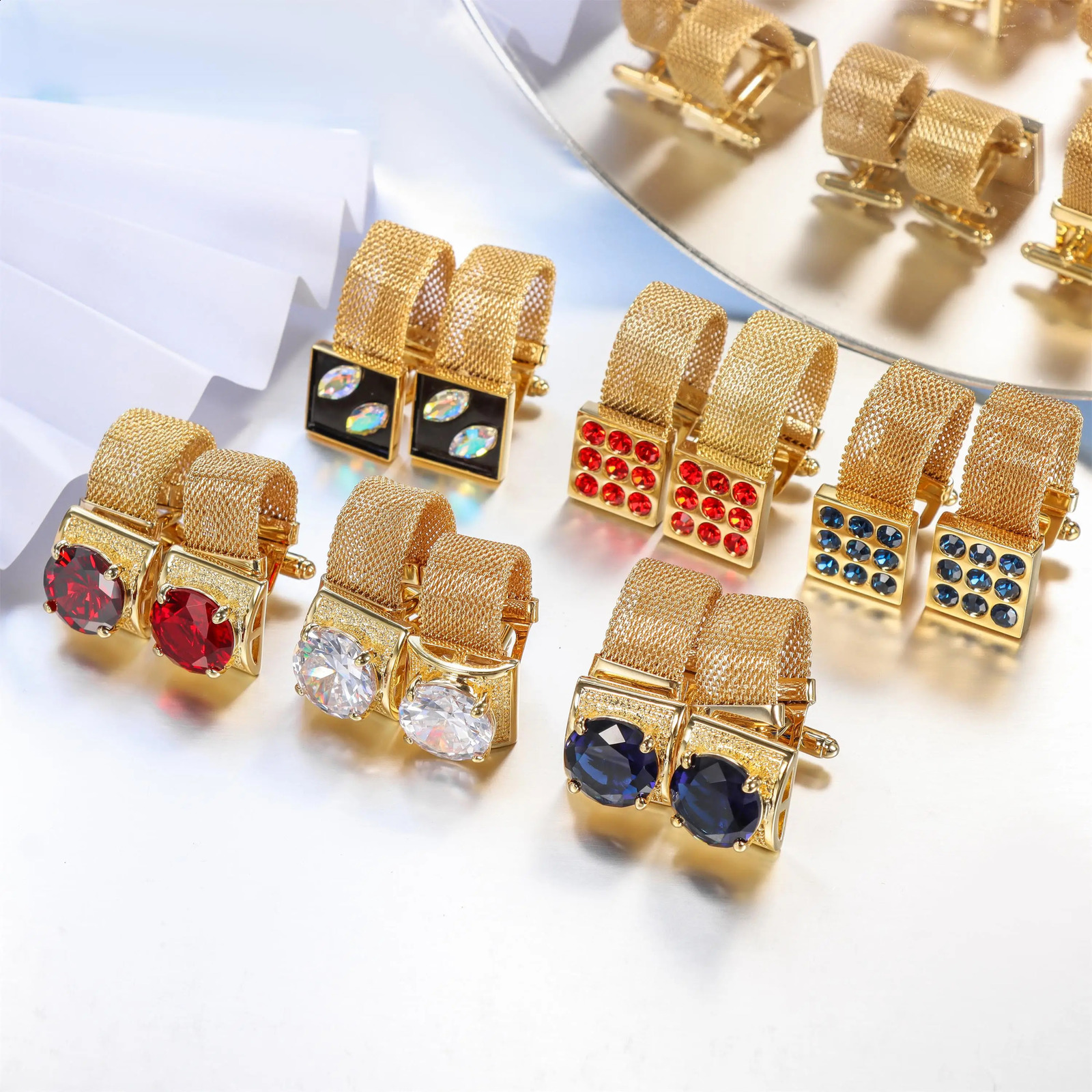 Cuff Links HAWSON Chain Stone Cufflinks for Men Cufflinks with Shiny Accessories Party Gifts Men's cufflinks Button 17mm 231109