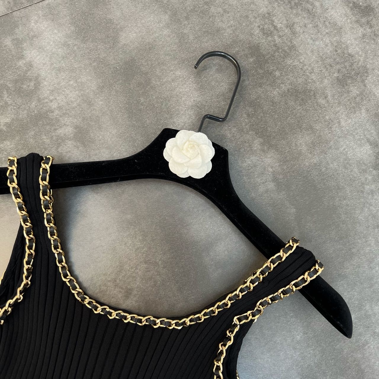 Camisoles Tanks PREPOP Summer Sleeveless Metal Chain Square Neckline Ultra Thin Knitted Tank Top Women's Tank Top GE919 230410