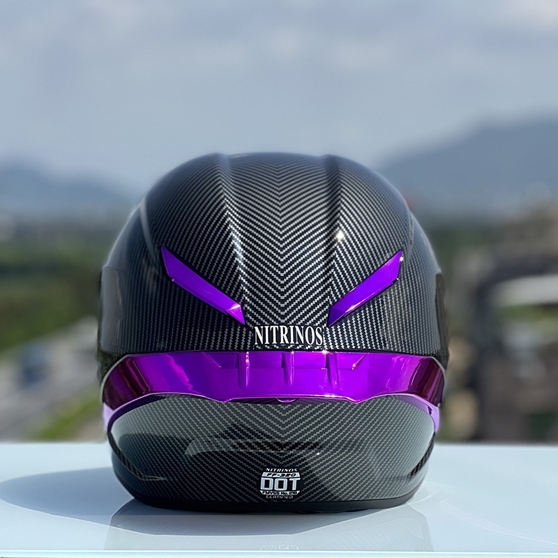 Cycling Helmets DOT Approved Purple Carbon Fiber Helmet Winter Season Women and Men Full Face Motorcycle Casco Capacete 231109
