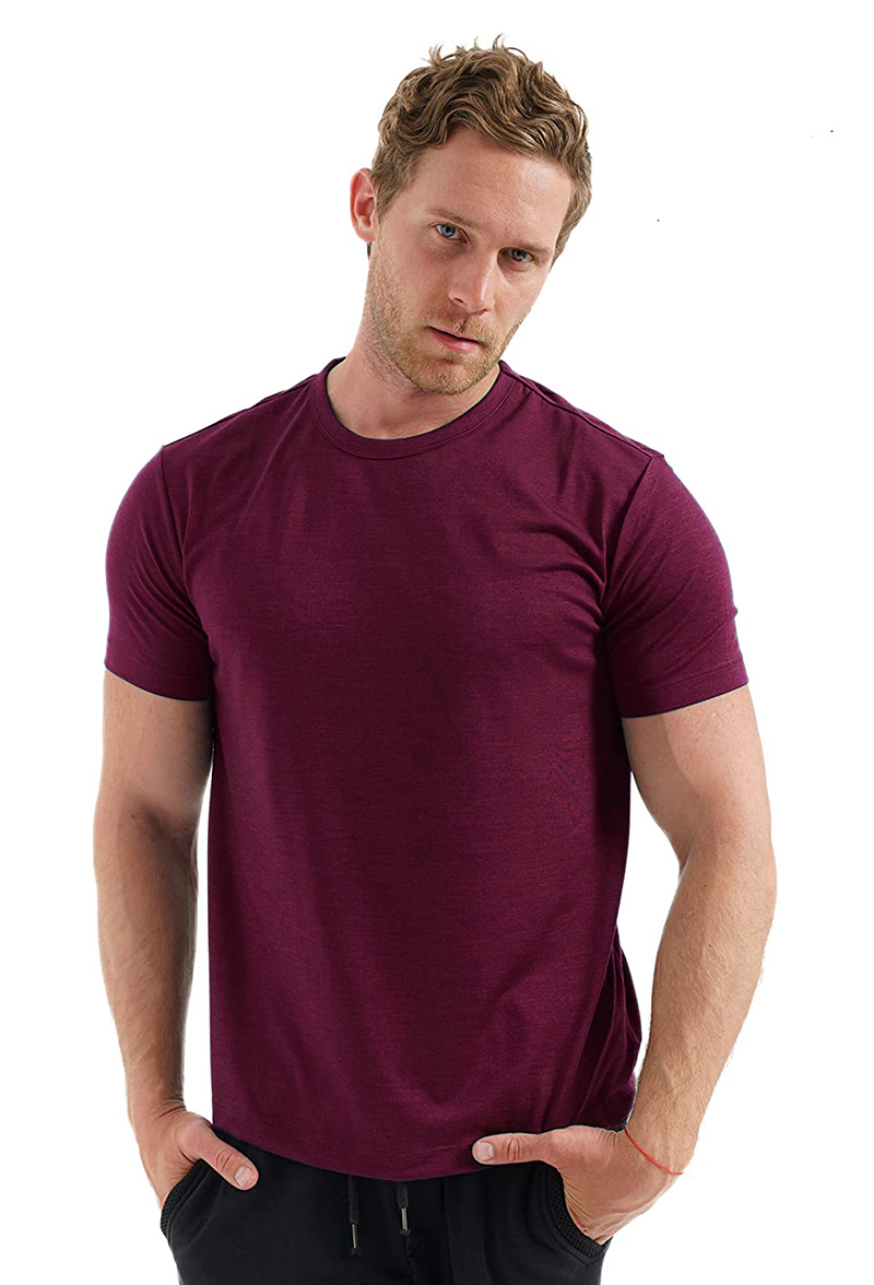 Men's T-Shirts 100% merino wool shirt Men's merino wool shirt Bottom layer merino wool shirt Soft core breathable odorless and odorless US s