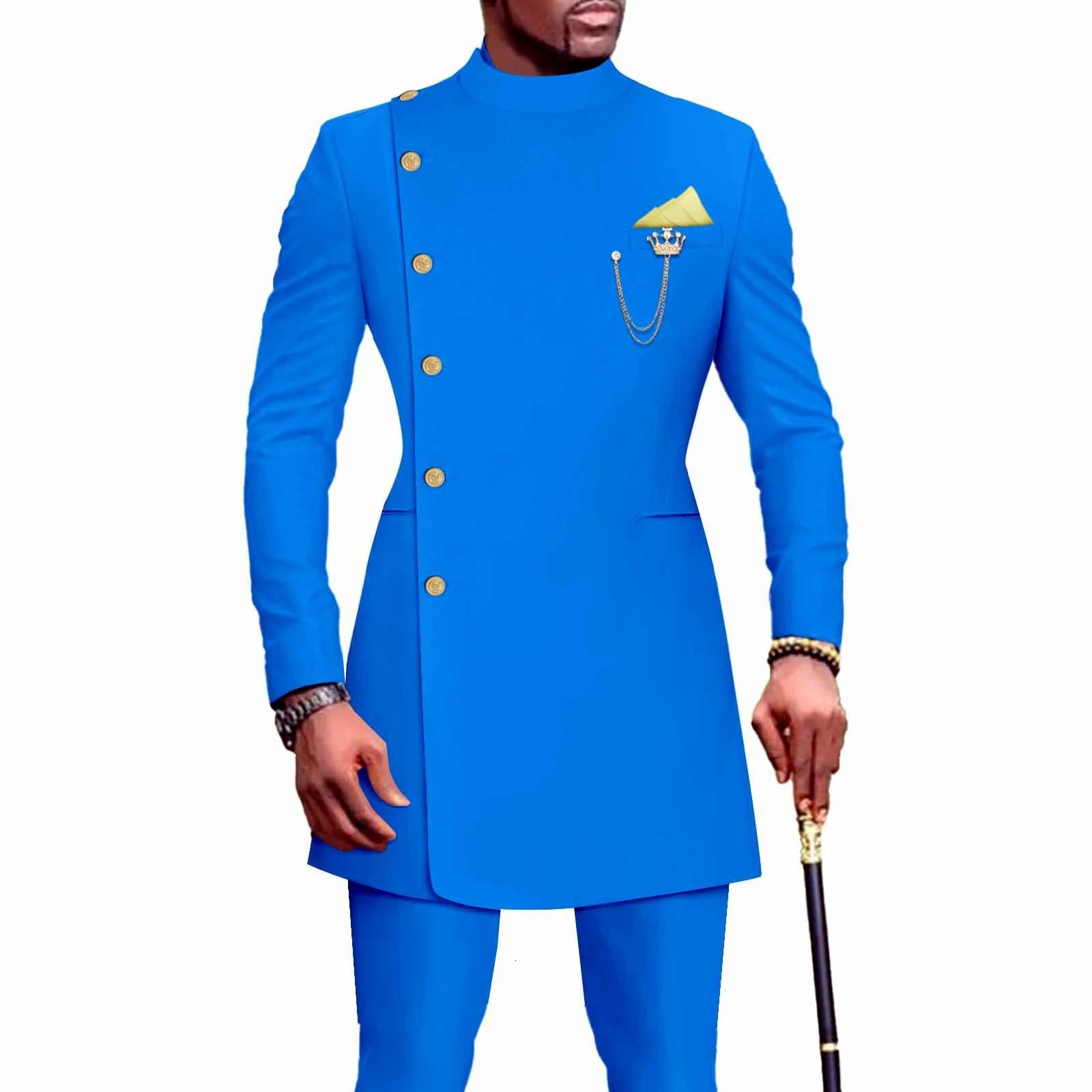 Mens Suits Blazers African Clothes for Men Suit 2 Piece Jacket Pants Traditional Wedding Slim Fit Solid Color Festival Party Ethnic Style 231110