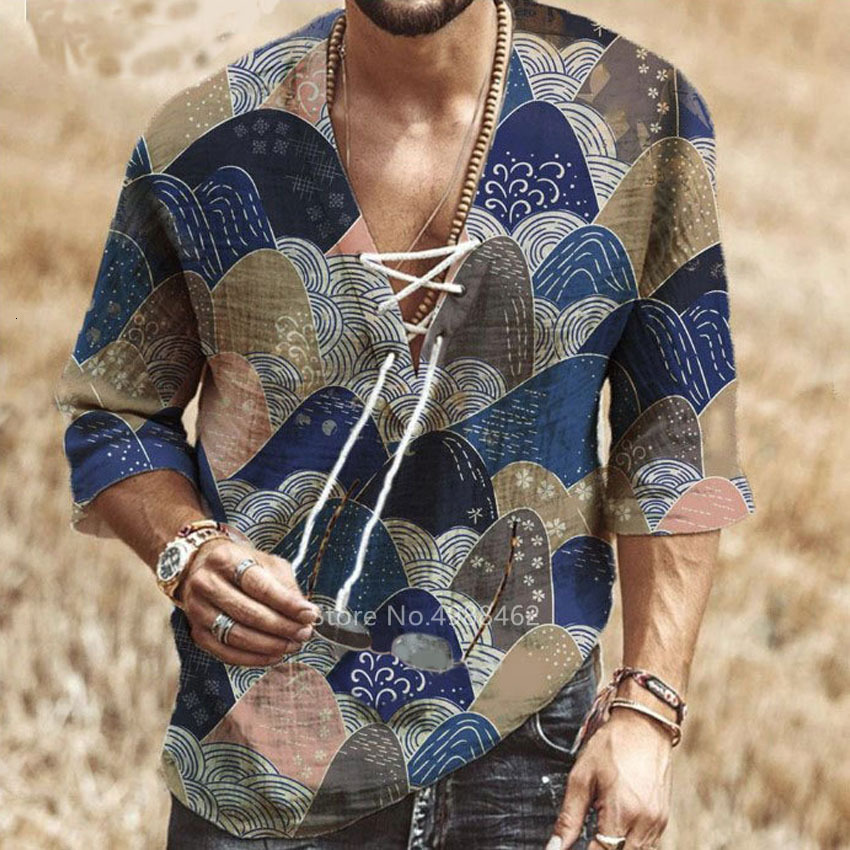 Men's T-Shirts African Dashiki Print T-Shirt Men Bazin Print V-neck Half Sleeve Fashion Linen Party Bandage Nigeria Clothes Ankara Casual Top 230