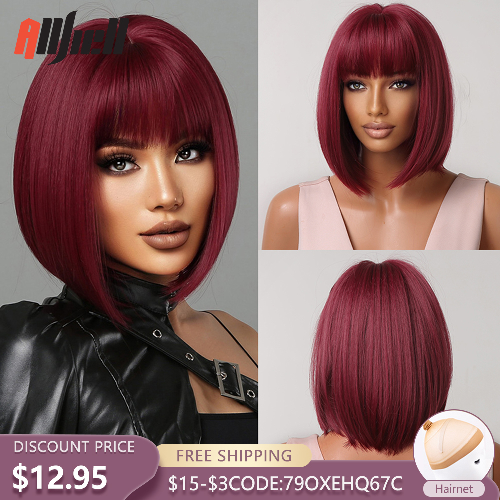 Synthetic Wigs Short Wine Red Syntnetic Straight Hair Wig with Bangs Bob for Black Women Afro Cosplay Party Heat Resistant 230410, Wigs-lc2071-1
Synthetic Wigs Short Wine Red Syntnetic Straight Hair Wig with Bangs Bob for Black Women Afro Cosplay Party Heat Resistant 230410, Wigs-lc2071-1