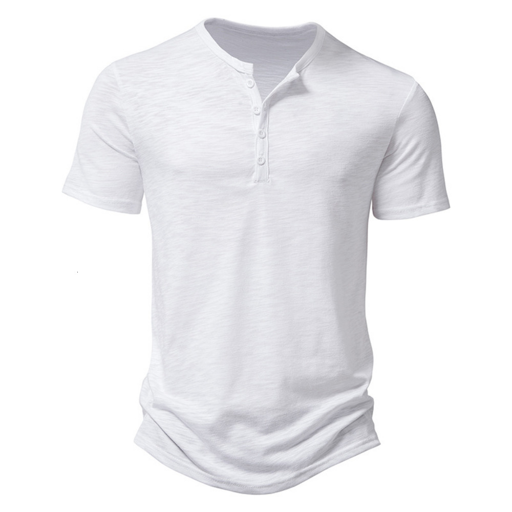Men's T-Shirts Henry Round Neck Summer Men's Casual Solid Short Sleeve Men's Polo Men's High Quality Men's T-shirt 230410