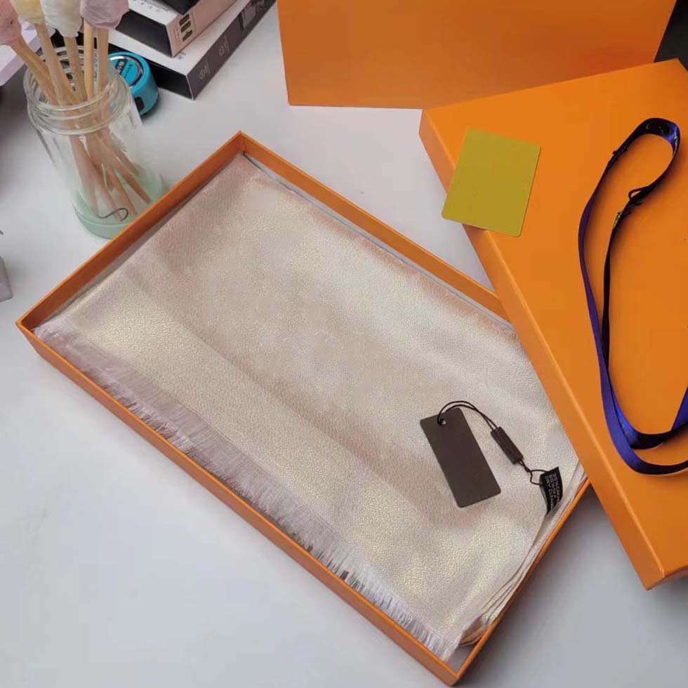 Scarf Silks Cotton Blend Women Fashion Silken Scarf Designers Scarves Top quality Silk color-blocking fringed edges Size 180cmX70cm gift with box