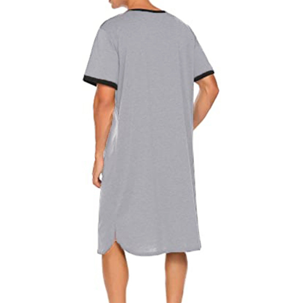 Men's Sleepwear Mens Nightdress Short Sleeve Nightgown Sleepwear Nightshirts Robes Casual Loose Bathrobe Skin Friendly Pajamas Shirts A50 230410