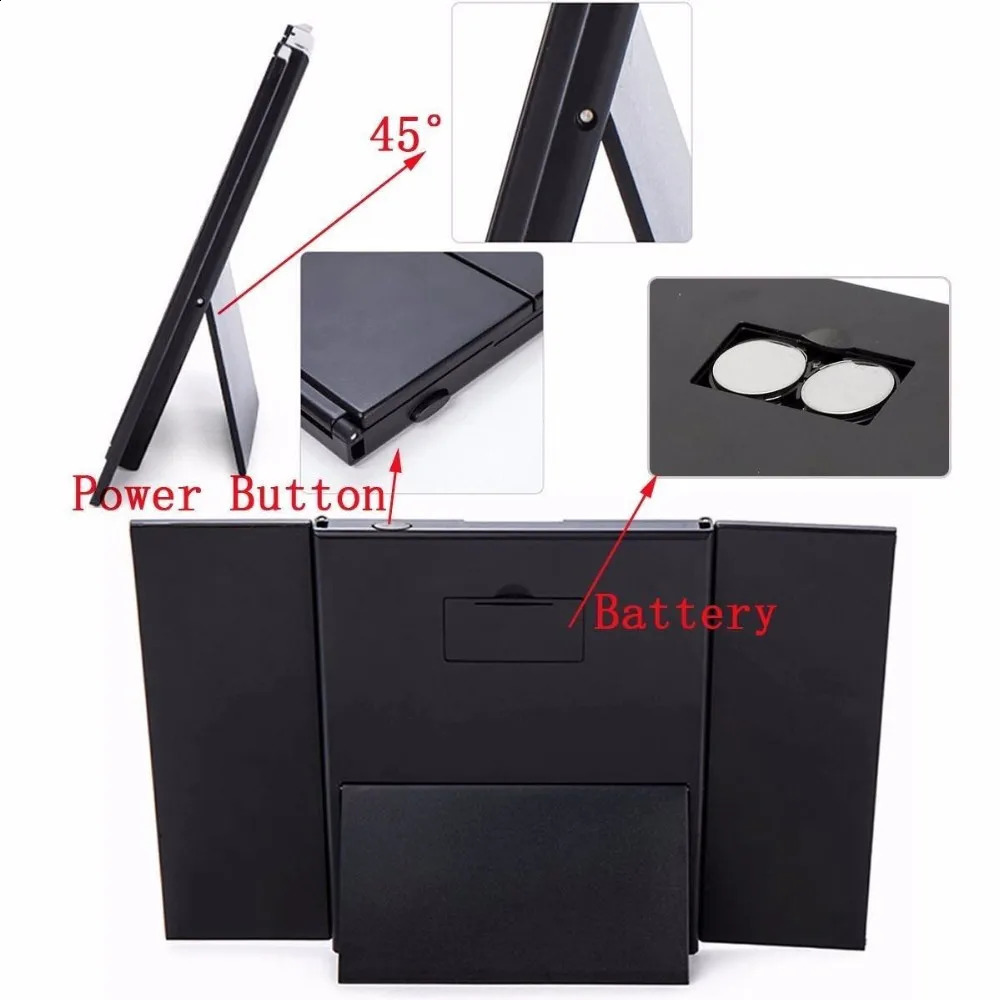 Compact Mirrors Portable LED Light Makeup Mirror Vanity lights Compact Make Up Pocket mirrors Vanity Cosmetic hand folding led Mirror lamp 231102