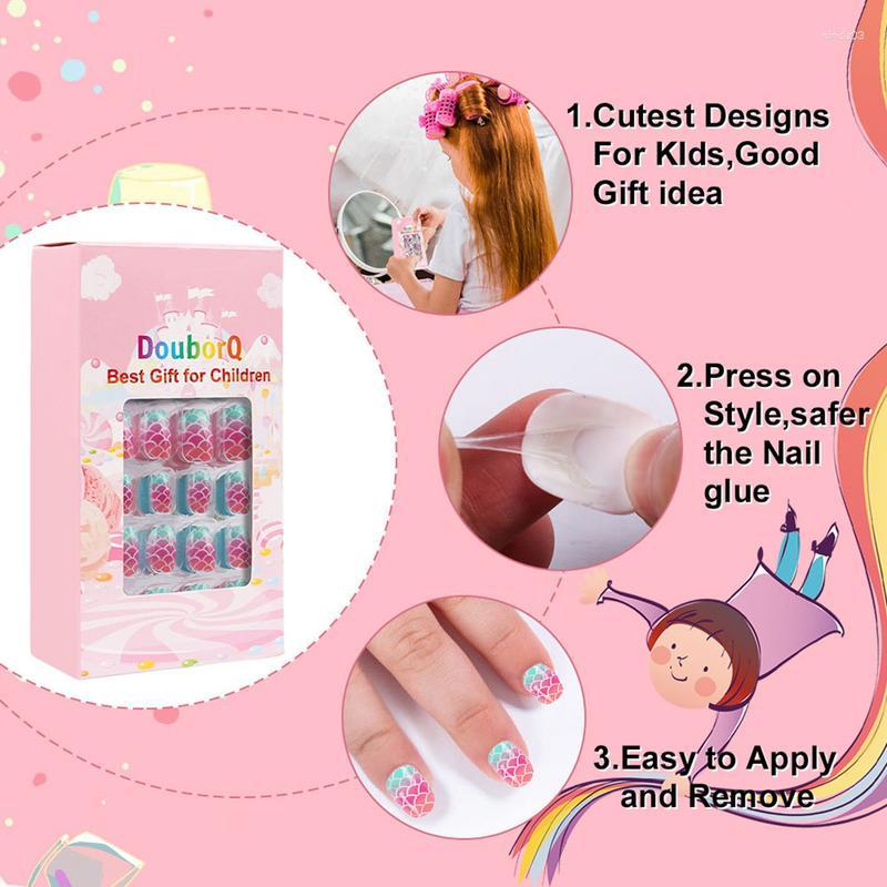 False Nails Kids Candy Fake 120PCS Pre-glue Full Cover Nail Kits For Girls Children Cartoon Manicure Tips Art Decor, Blue
False Nails Kids Candy Fake 120PCS Pre-glue Full Cover Nail Kits For Girls Children Cartoon Manicure Tips Art Decor, Blue