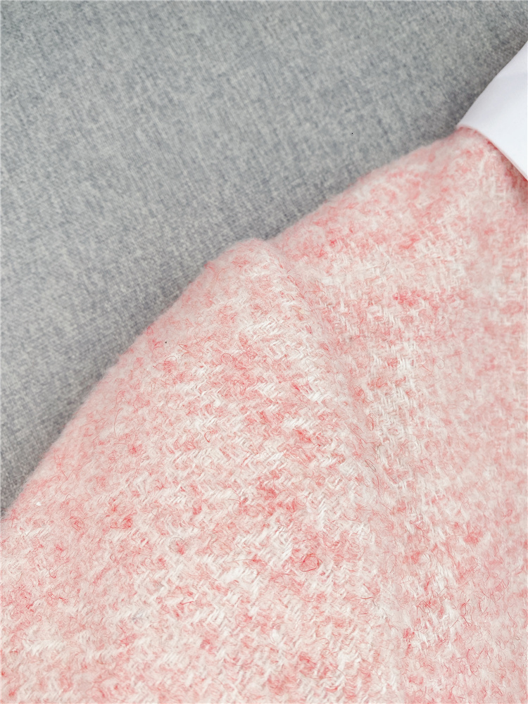 Casual Dresses Tweed polo neck short sleeve dress spring commuting single chest high waist slim A-line dress free of charge 230410