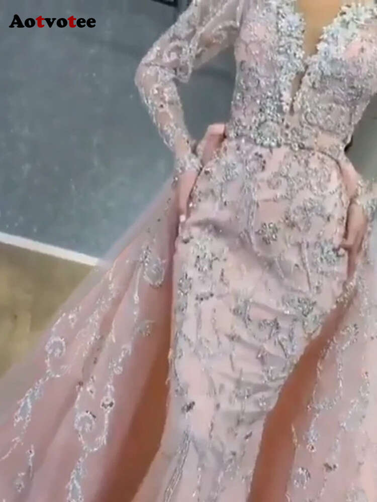 High Waisted Maxi for Women New Long Sleeve Evening Dresses Elegant V Neck Sequins Vintage Dress