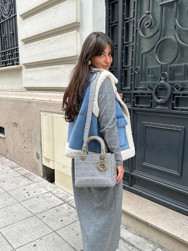 Womens Fur Faux Lambwool Plush Waistcoat Jackets Sleeveless Thicken Retro DoubleFaced Cotton Vest Denim Fabric Patchwork Vests Women 231110