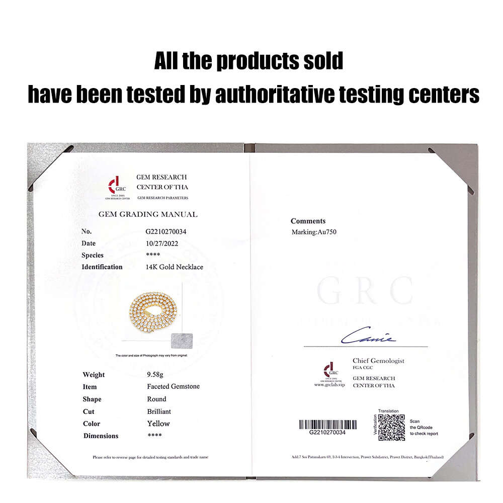 Hot sale Real 10K 14K solid gold lab grown dia tennis chain 3mm 4mm 5mm necklace bracelet men and women fine jewelry