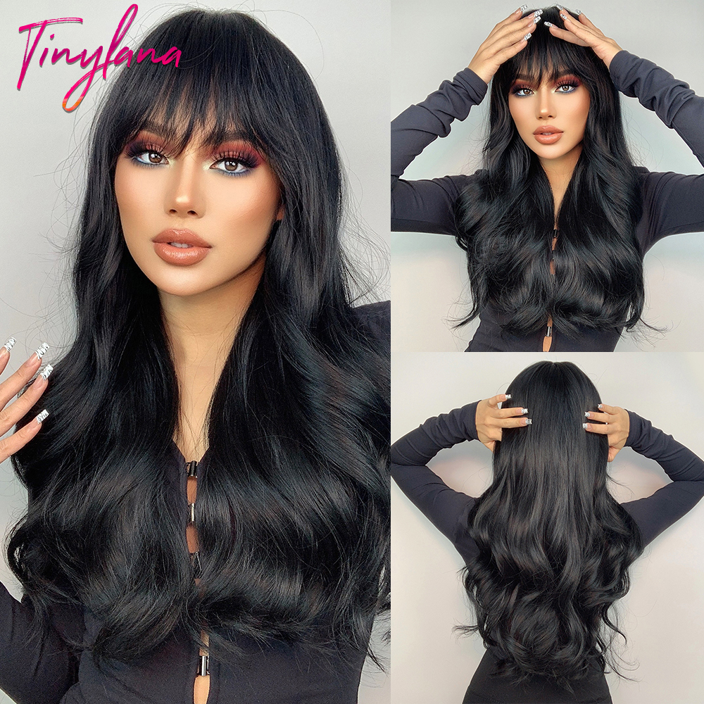 Synthetic Wigs TINY LANA Natural Black Long Wavy Wig with Bangs for Women Body Wave Dark Brown Cosplay Daily Hair Heat Resistant 230410, Lc226-3
Synthetic Wigs TINY LANA Natural Black Long Wavy Wig with Bangs for Women Body Wave Dark Brown Cosplay Daily Hair Heat Resistant 230410, Lc226-3