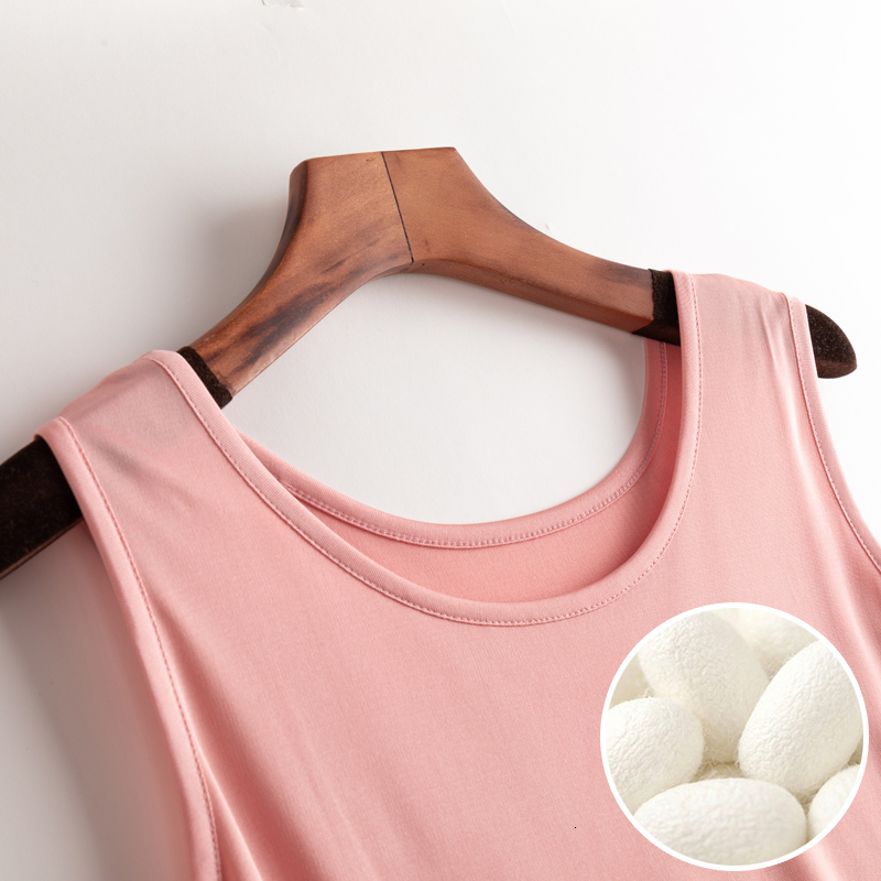 Camisoles Tanks 50% pure silk vest underwear women's sleeveless top suit summer dress 230410