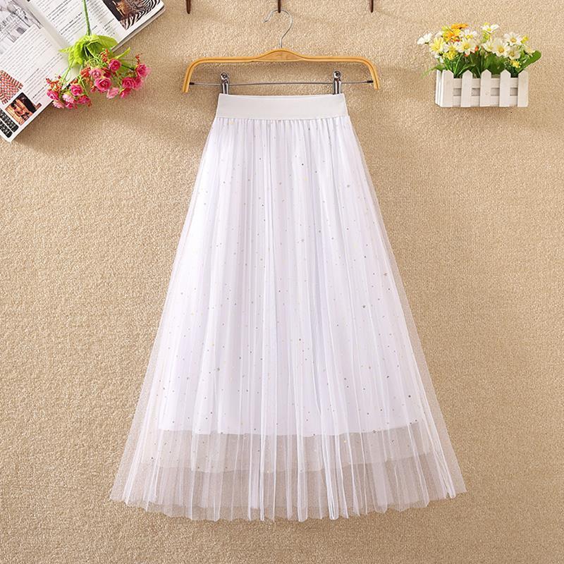 Skirts Spring Fashion Star Sequins A-line Ski Net Fold Ski 230410