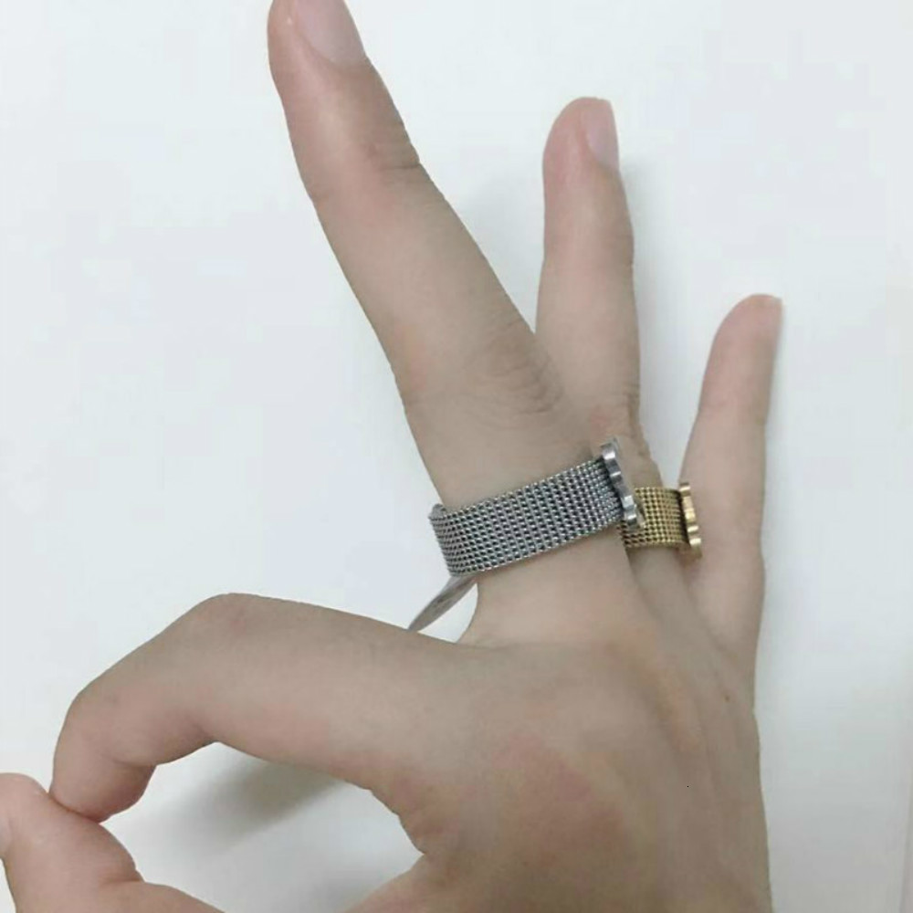 Band Rings Stainless Steel Hollow Mesh Bear Ring For Women And Men Universal Wedding 230410