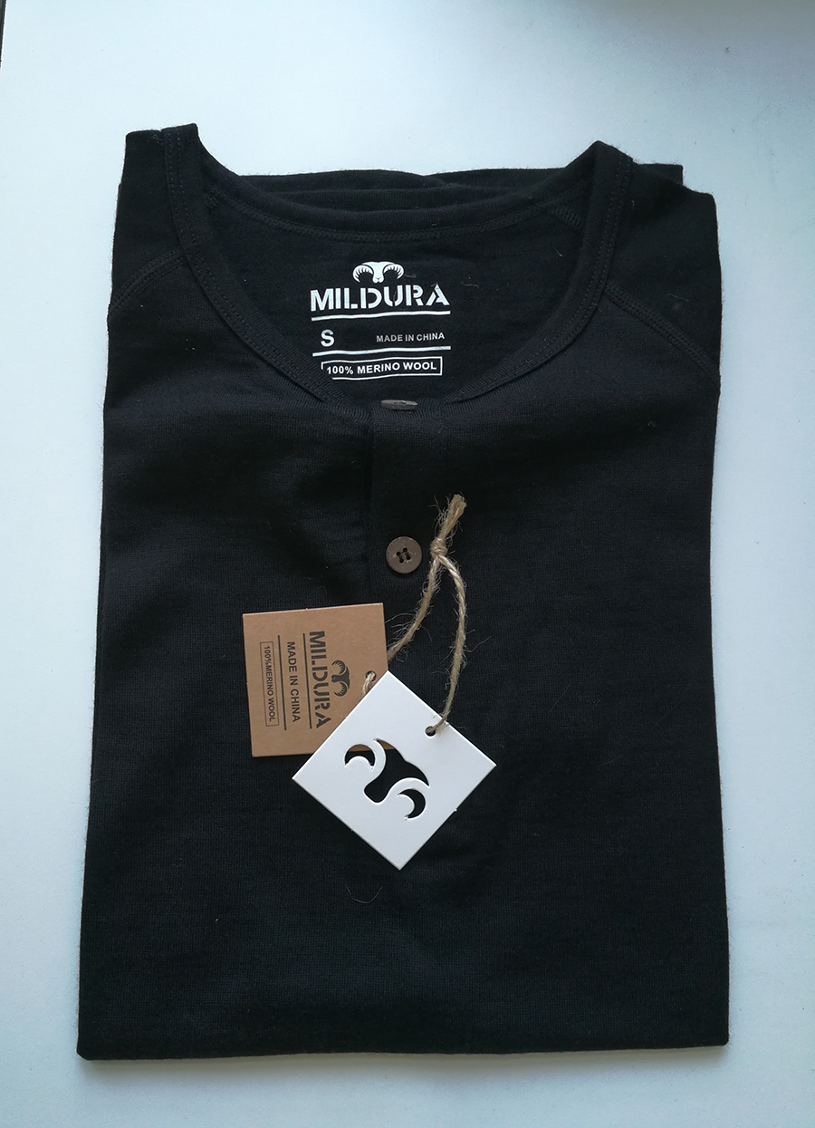Men's T-Shirts Men's 100% merino wool T-shirt short sleeved bottom layer heat stroke men's sports merino wool Henry T-shirt size S-XL 1