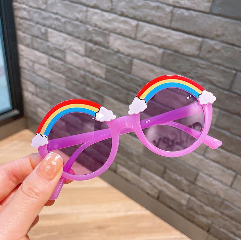 Neon Rainbow Cool Sunglasses Kids Round Candy Color Eyewear for Girls Multicolor Lens Suitable for children aged 6-12