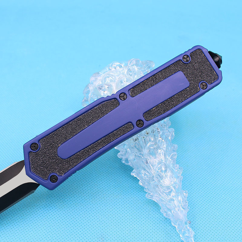 Top Quality Tactical Knife 440C Two-tone Black Blade Aluminum Alloy Handle Outdoor Survival Gear EDC Pocket Knives with Nylon Bag