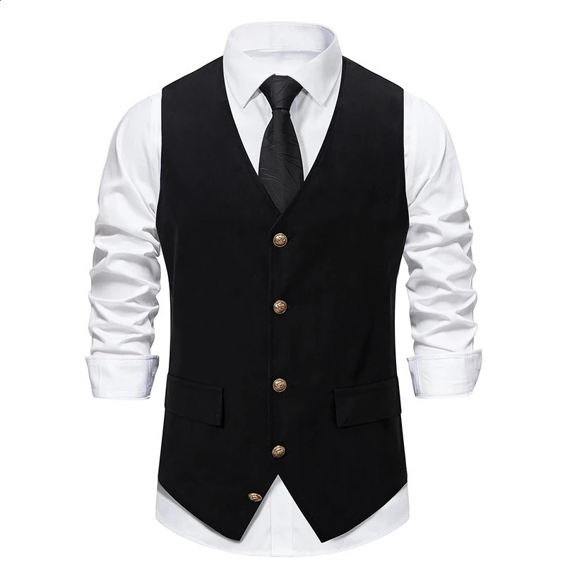 Men's Vests 2023 Fashion Slim Waistcoat Vneck Wedding Business Suit Jacket Vest Men Medieval Vintage 231109Z