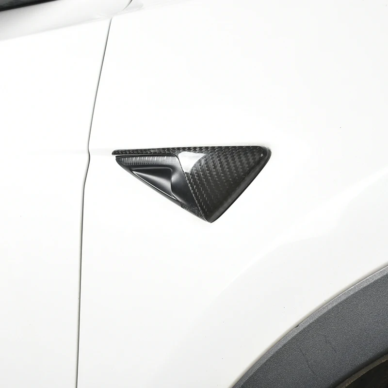For Tesla Model 3 Real Carbon Fiber Accessories Model Y 2017-2023 Side Standard Leaf Board Stickers Side Camera Protection Cover