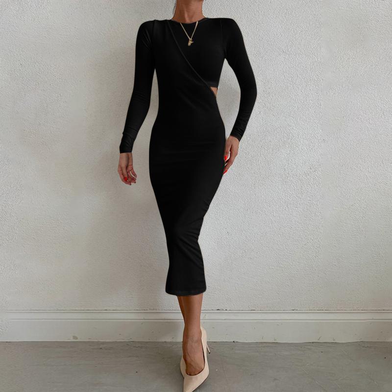 Casual Dresses 45# Sexy Bodycon Backless Maxi Dress Women Round Neck Solid High Waist Stitching Asymmetric Slim Long Sleeve, Wh
Casual Dresses 45# Sexy Bodycon Backless Maxi Dress Women Round Neck Solid High Waist Stitching Asymmetric Slim Long Sleeve, Wh