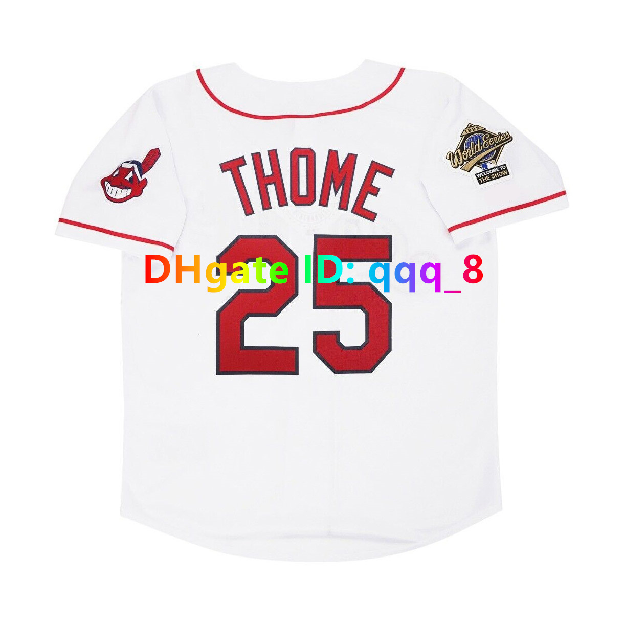 Manny Jim Thome Indians Ricky Vaughn Throwback Baseball Jersey 1995 World Series Jose Ramirez Kenny Lofton Albert Belle Frank Robinson Vizquel Size S-