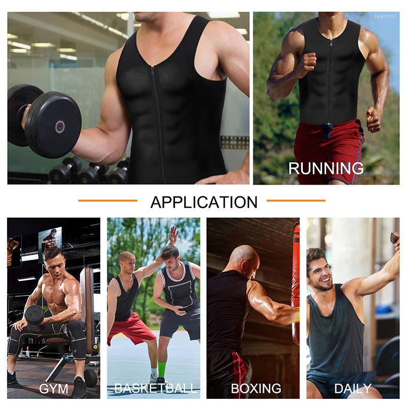 Men's Body Shapers Mens Shaper Sauna Suit Sweat Vest Slimming Waist Trainer Weight Loss Shirt Fat Workout Tank Tops Shapewear With - view 6