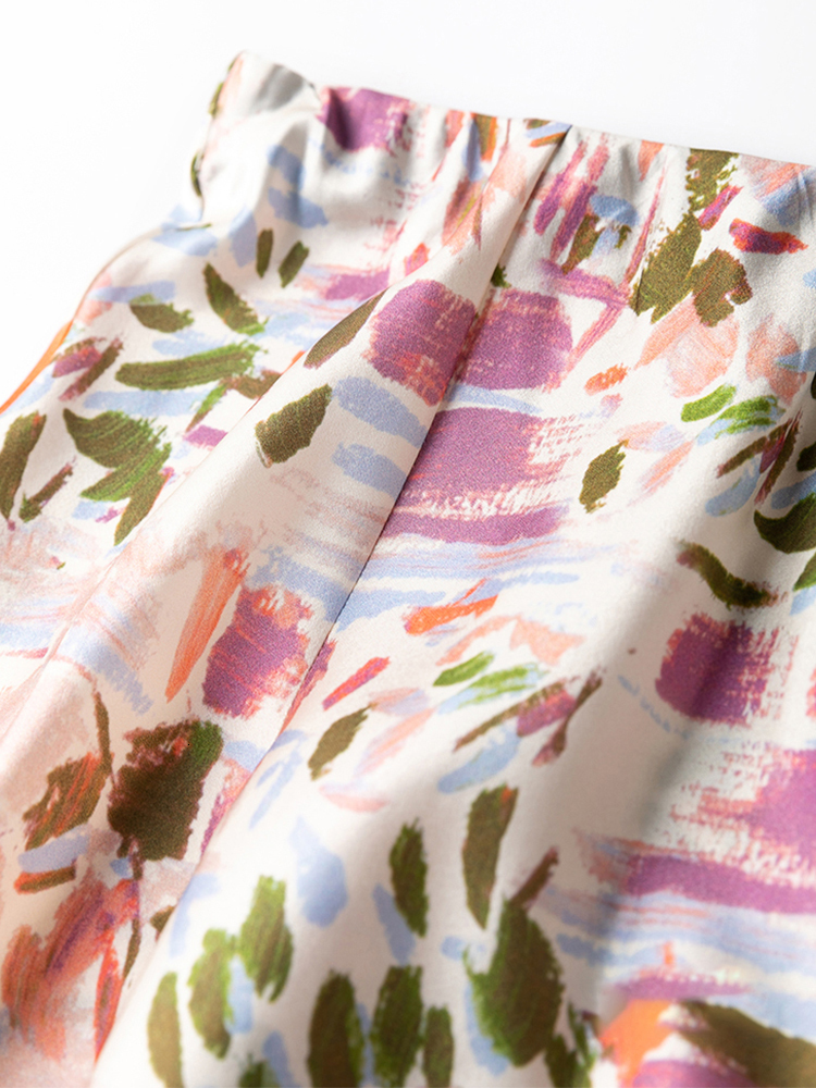 Skirts SuyaDream Mermaid Women's 93% Silk 7% Spandex Elastic High Waist Print Spring/Summer Long Fashion 230410