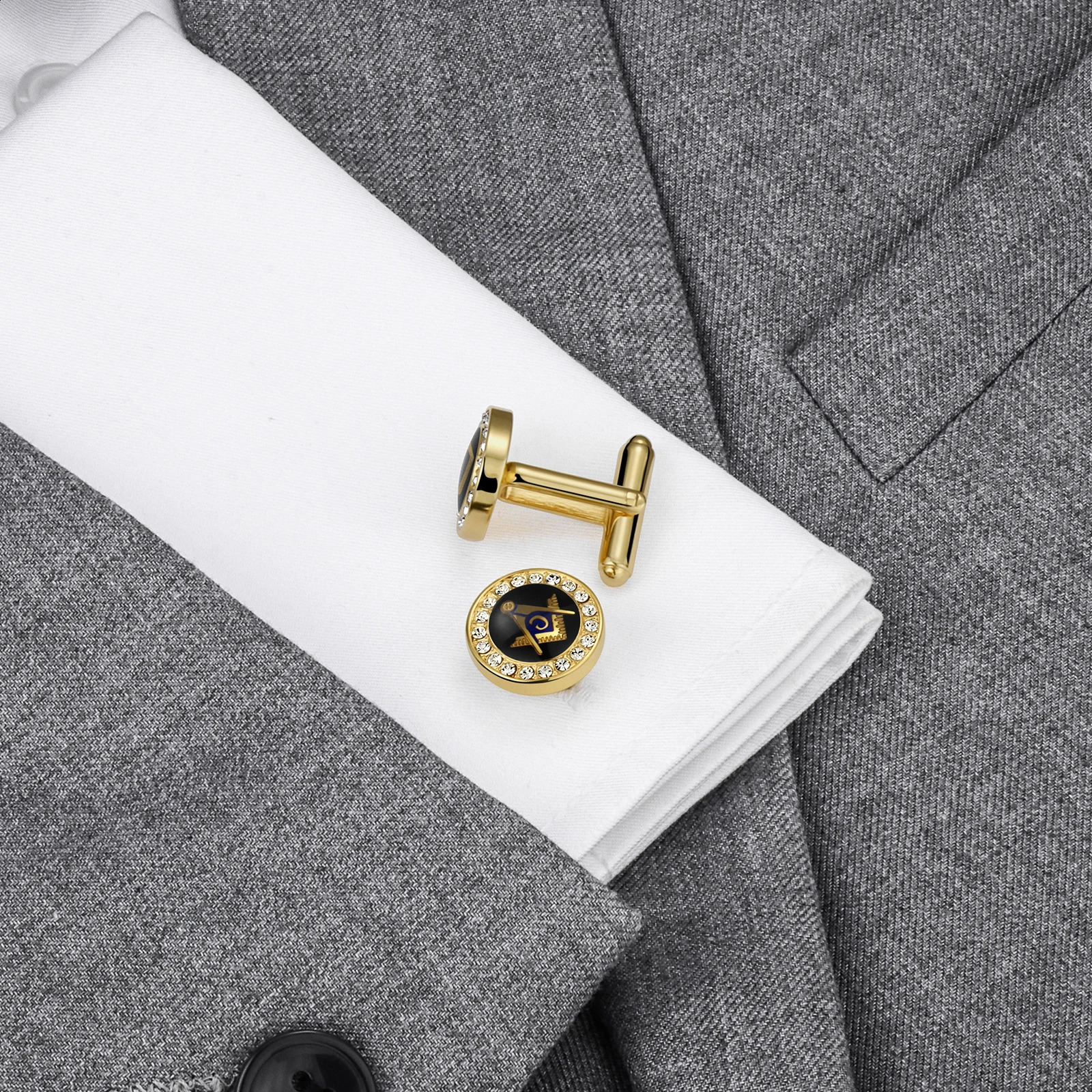 Cuff Links Freemason Masonic Tie Clip and Cufflinks for Men Gift Box Packed Mens Jewelry or Accessories 231109