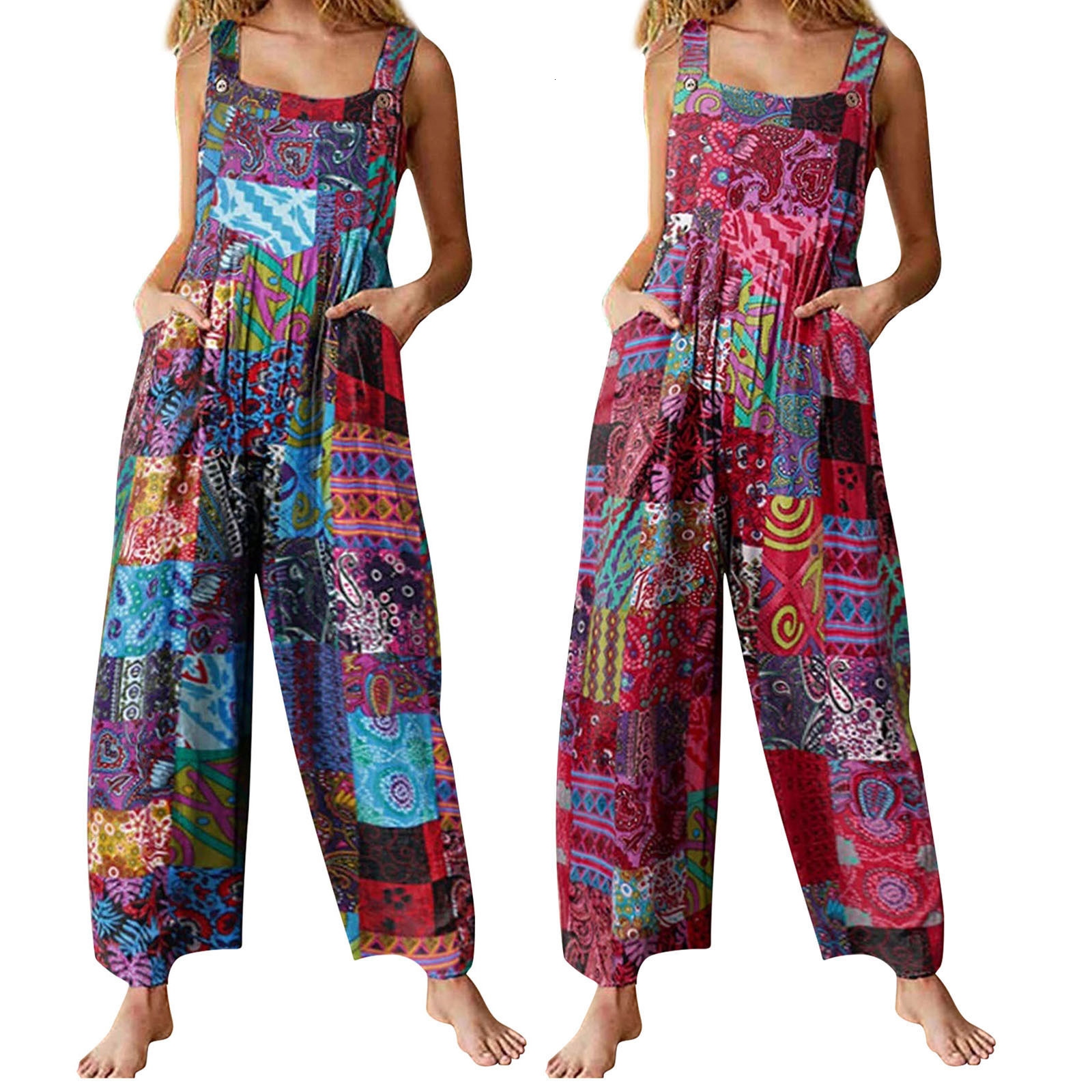Women' Jumpsuits Rompers Women Jumpsuits Summer Overalls Multicolor Ethnic Style Square Neck Sleeveless Casual Rompers with Pockets for Girls Playsuit 230410, Red
Women' Jumpsuits Rompers Women Jumpsuits Summer Overalls Multicolor Ethnic Style Square Neck Sleeveless Casual Rompers with Pockets for Girls Playsuit 230410, Red