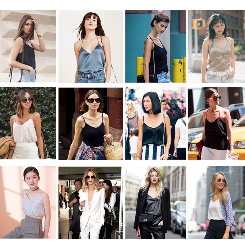 Camisoles Tanks Summer Crop Top Women's Camissus Silk Satin Tank Top Women's Camissus Sleeveless Tank Top Roupas Women's Cut Croo Top B