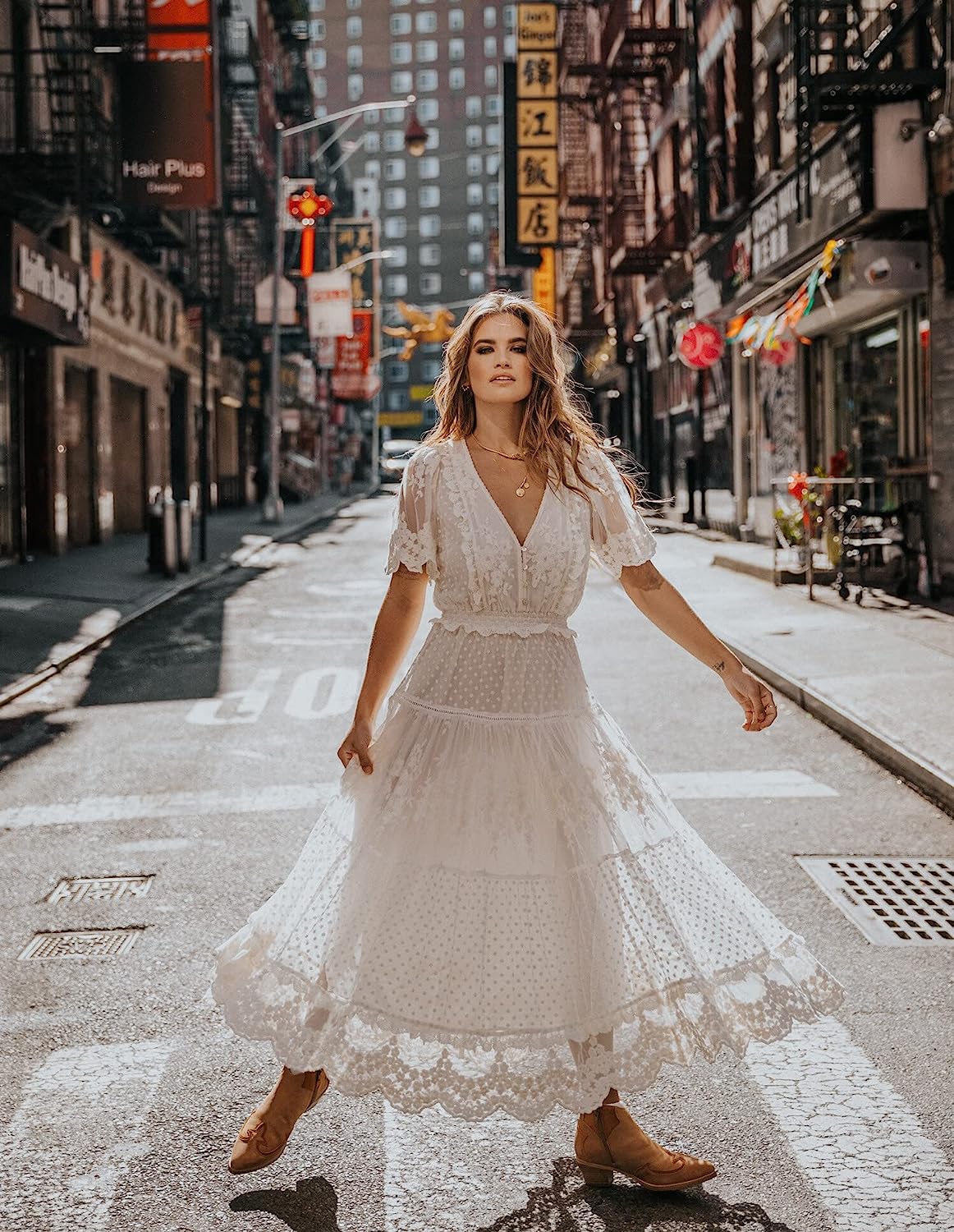 Women's V Neck Floral Tulle Lace Wedding Dress Short Sleeve Bridesmaid Holiday Party Maxi Engagement Dress