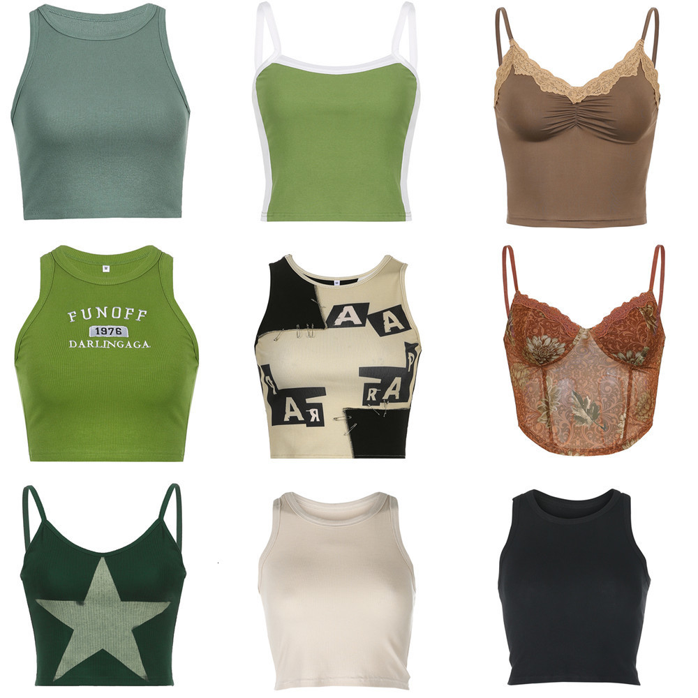 Camisoles Tanks Womens Top Sexy Vintage Crop Sleeveless Tank Tshirt Knitted Street Clothing Y2K Tight Chest 230410, Green style 15
Camisoles Tanks Womens Top Sexy Vintage Crop Sleeveless Tank Tshirt Knitted Street Clothing Y2K Tight Chest 230410, Green style 15