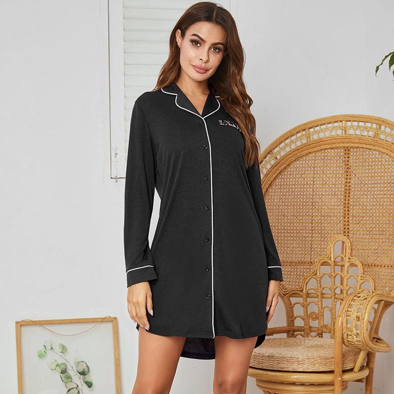 Women's Sleepwear Ladies Nightdress Lapel Long-sleeved Home Service Solid Color Cotton Casual, Mf1972r
Women's Sleepwear Ladies Nightdress Lapel Long-sleeved Home Service Solid Color Cotton Casual, Mf1972r
