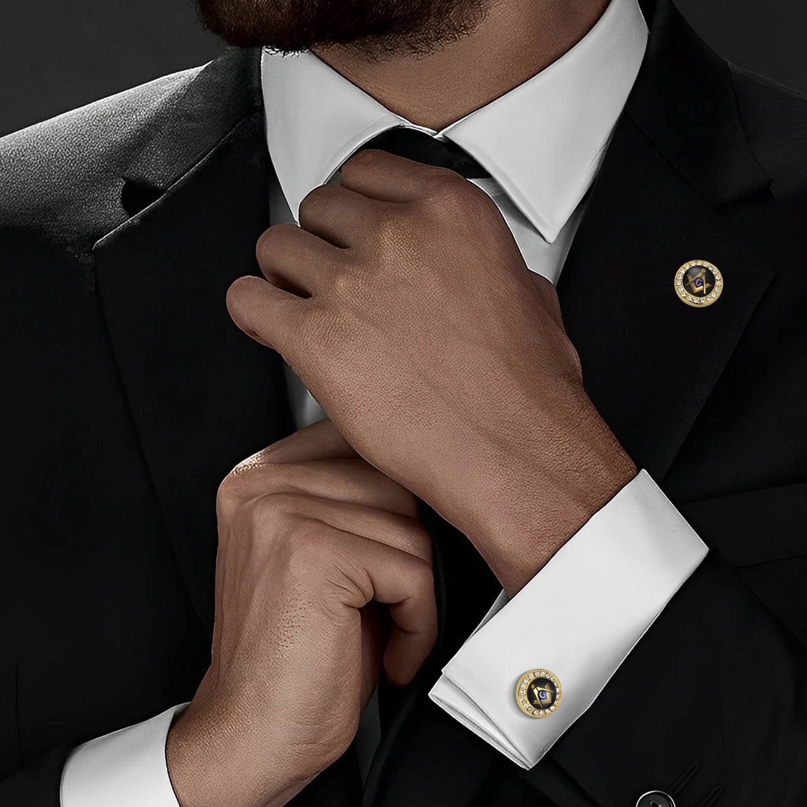 Cuff Links Freemason Masonic Tie Clip and Cufflinks for Men Gift Box Packed Mens Jewelry or Accessories 231109