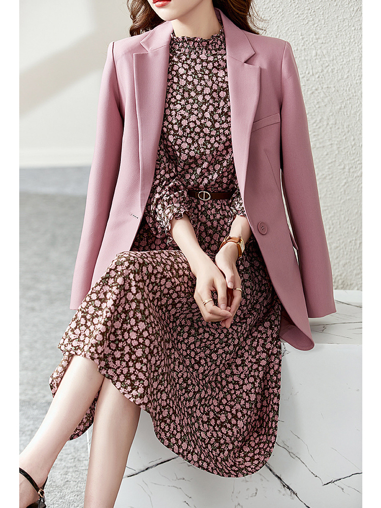 Casual Dresses VIMLY Elegant Midi Women's Party Dress Spring Fashion Line Ruffled Neckline Long Sleeves with Clothing Flower Dress 230410