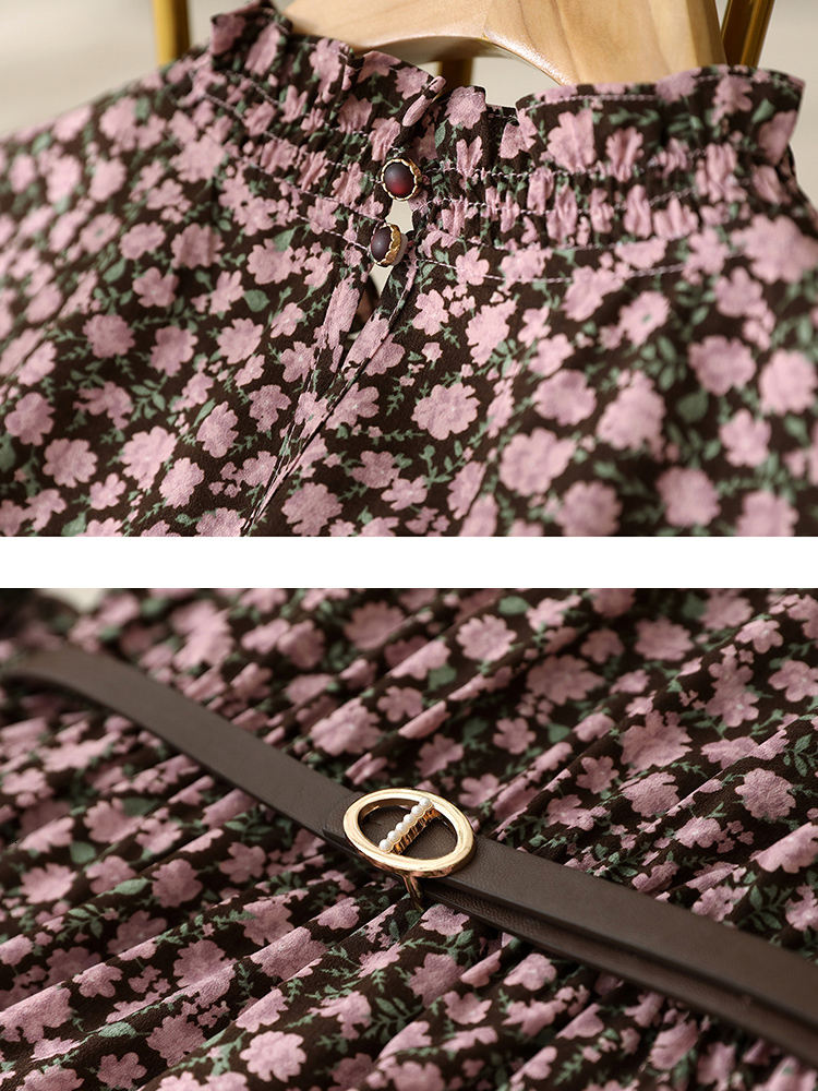 Casual Dresses VIMLY Elegant Midi Women's Party Dress Spring Fashion Line Ruffled Neckline Long Sleeves with Clothing Flower Dress 230410