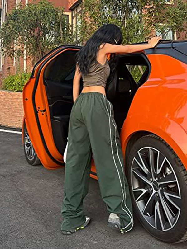 Womens Track Pants Baggy Wide Leg Parachute Pants Loose Leg Cargo Pants Streetwear
