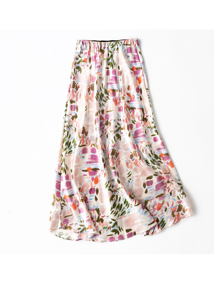 Skirts SuyaDream Mermaid Women's 93% Silk 7% Spandex Elastic High Waist Print Spring/Summer Long Fashion 230410