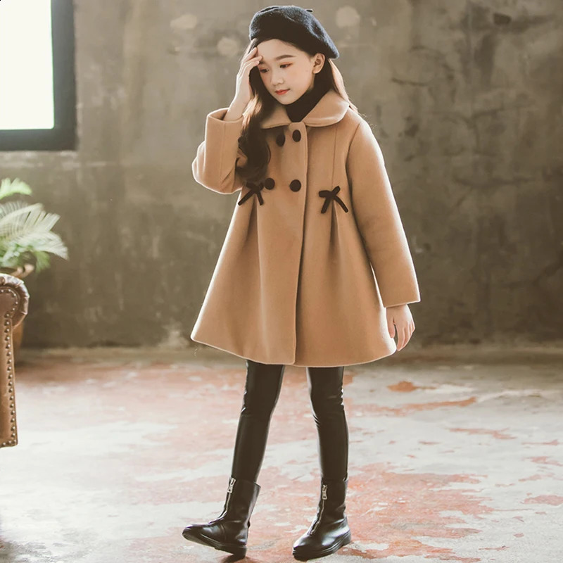 Jackets Children Jacket for Girls Winter Wool Warm Overcoat Fashion Clothes Kids Outerwear Autumn Coat 4 6 8 10 12 13 Years 231109