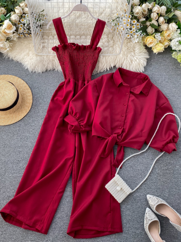 Two Piece Dress Fitaylor Summer Two Pieces Set Women Loose Short Sunscreen Jacket Suspending Rompers Clothing Female Casual Holidays Suit 230410