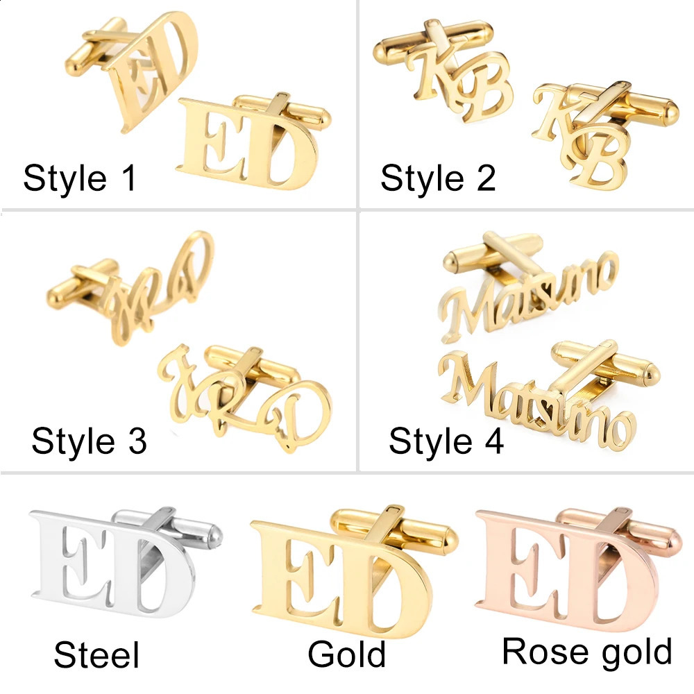 Cuff Links Custom Engraved Name Initials Cuffs Mens Wedding Gifts Gemelos Personalizados Boda Shirt Letter Cufflinks Man Accessories 231109