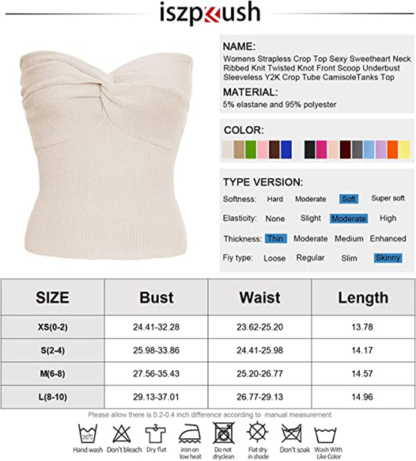 Womens Strapless Crop Top Sweetheart Neck Ribbed Knit Twisted Knot Front Sleeveless Y2K CamisoleTanks Top