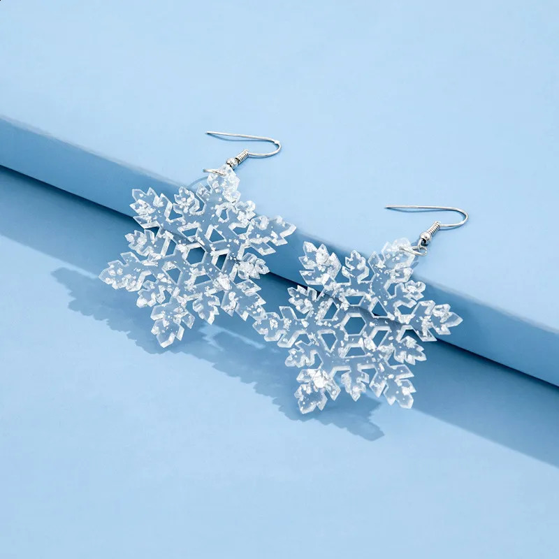 Stud Winter Fashion Clear Acrylic Snowflake Sequined Dangle Earrings for Women Christmas Statement Earring Jewelry aretes de mujer 231110
