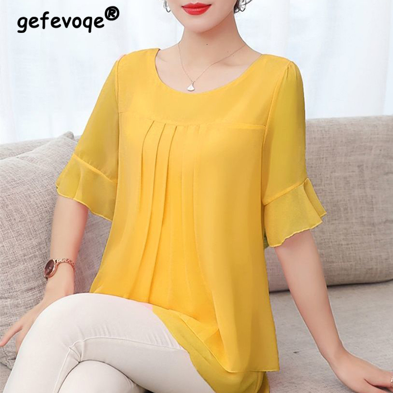 Women's Blouses Shirts Summer Solid Color Elegant Fashion Shirt Women Short Sleeve Loose Casual Chiffon Top Female Aesthetic Chic Lady Clothes 230410, Pink
Women's Blouses Shirts Summer Solid Color Elegant Fashion Shirt Women Short Sleeve Loose Casual Chiffon Top Female Aesthetic Chic Lady Clothes 230410, Pink