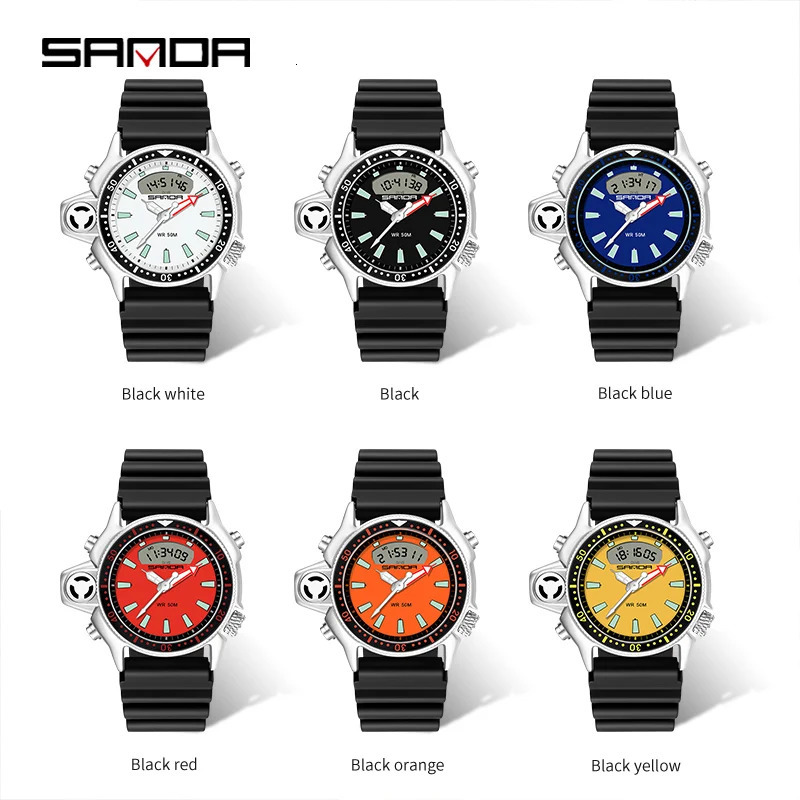 Other Watches SANDA Fashion Sport Men's Watch Casual Style Men Military Quartz Wristwatch Diver S Shock Man relogio masculino 3008 231110
