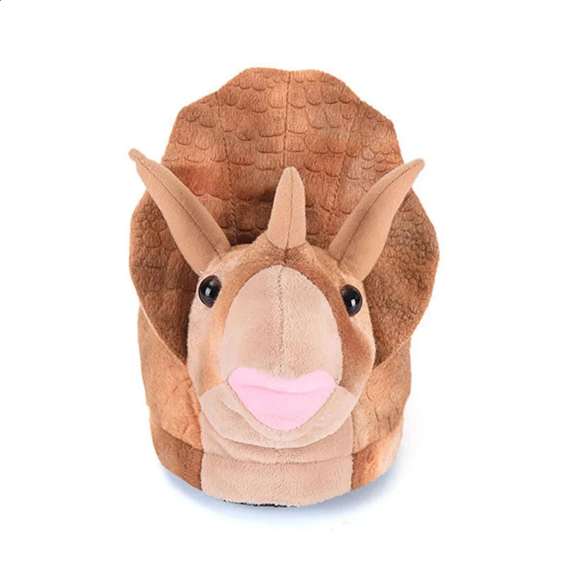 Slippers Couple Slippers Bedroom Non-slip House Men Dinosaur Shoes Soft Warm Plush Home Triceratops Christmas Gift Indoor Shoes Winter 231109