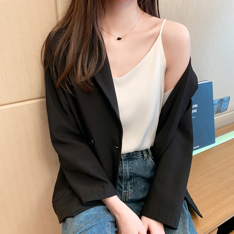 Camisoles Tanks Korean Fashion Silk Women's Camis Women's Silk Tank Top Women's Sleeveless Satin Top Women's Strap Top Sexy Should